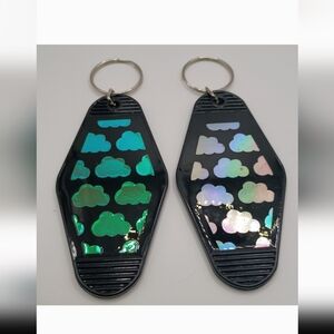 ✨ Set of 2 Handmade Holographic Cloud Retro Motel Keychains